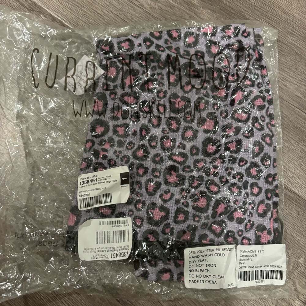 Dollskill - Creepin it Real - Cheetah Print Thigh High Stockings -NWT